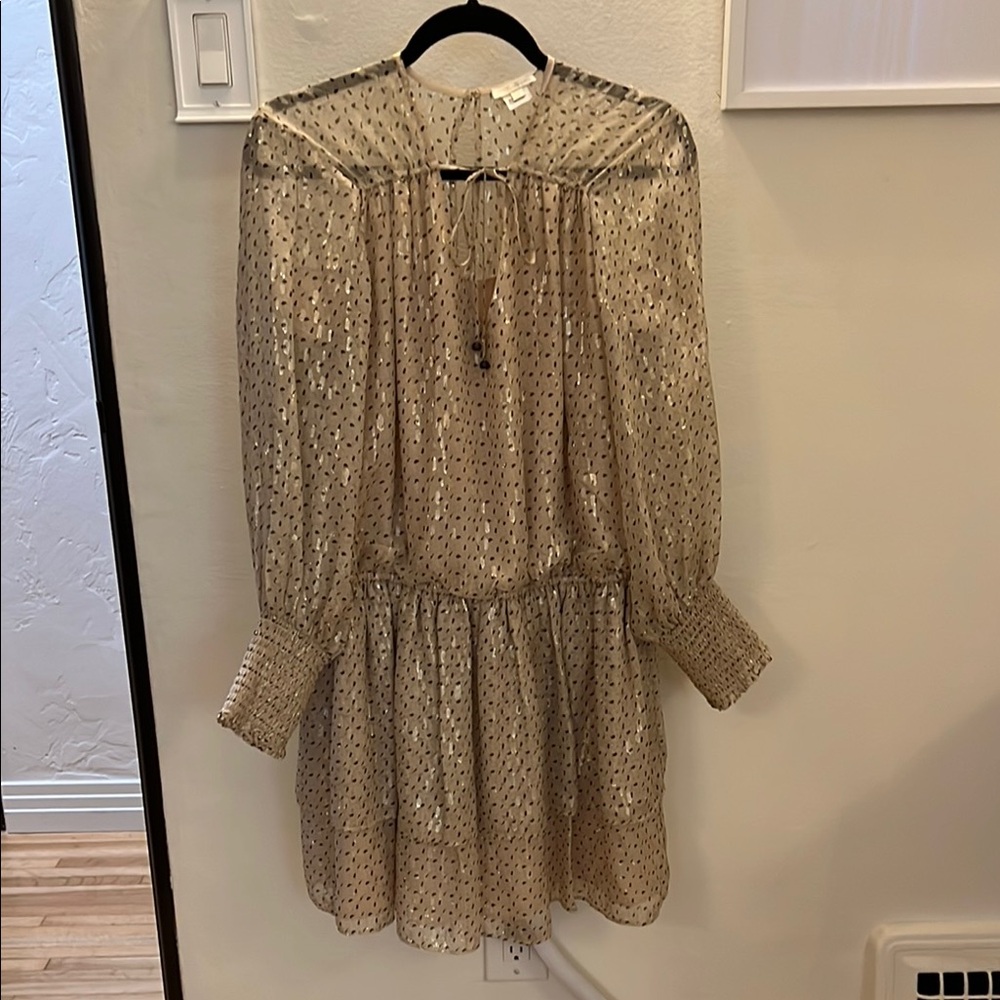 Shoshanna Gold Long Sleeve Bishop Dress
